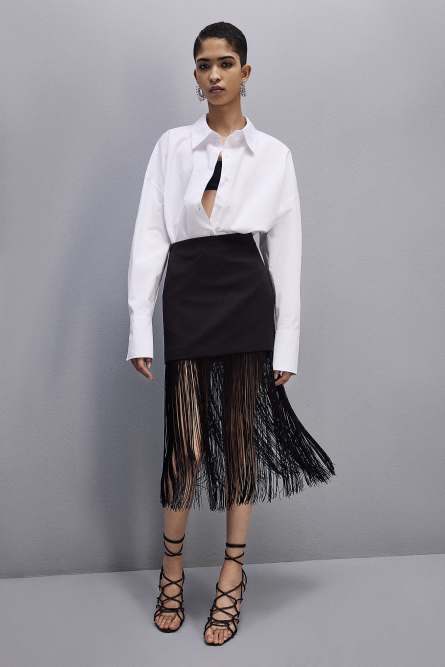 Fringed miniskirt, Black, Patrizia Pepe