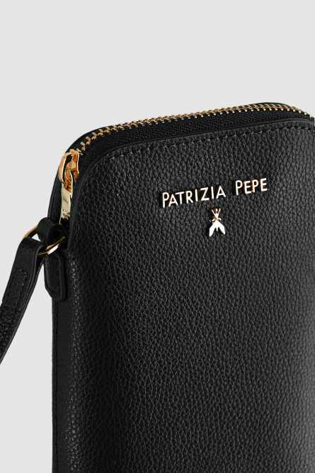 Phone holder with shoulder strap, Black, Patrizia Pepe