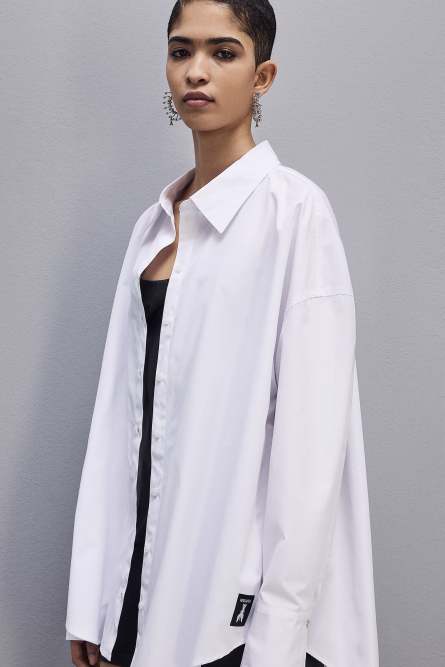 Essential cotton over shirt, White, Patrizia Pepe