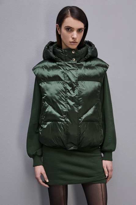 Nylon sleeveless down jacket, Green, Patrizia Pepe