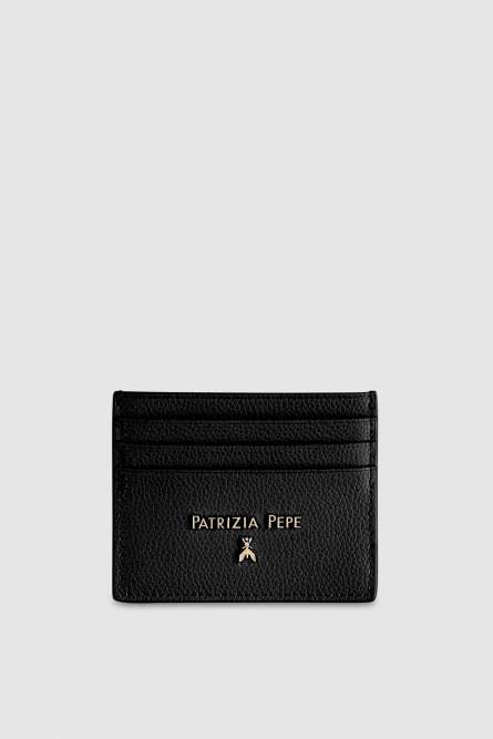 Leather card holder, Black, Patrizia Pepe