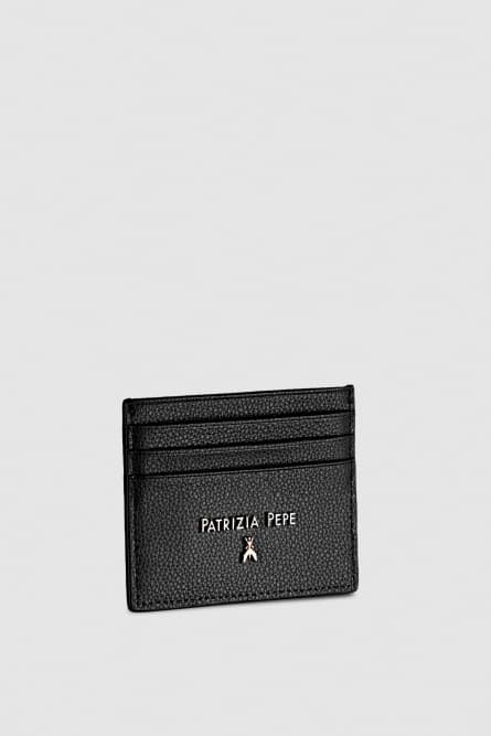 Leather card holder, Black, Patrizia Pepe