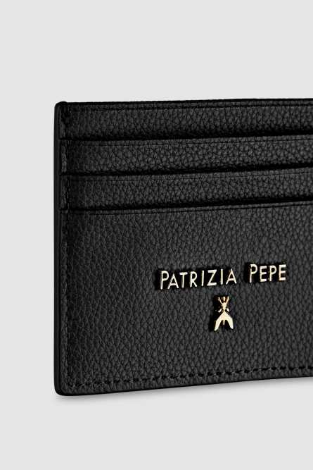 Leather card holder, Black, Patrizia Pepe