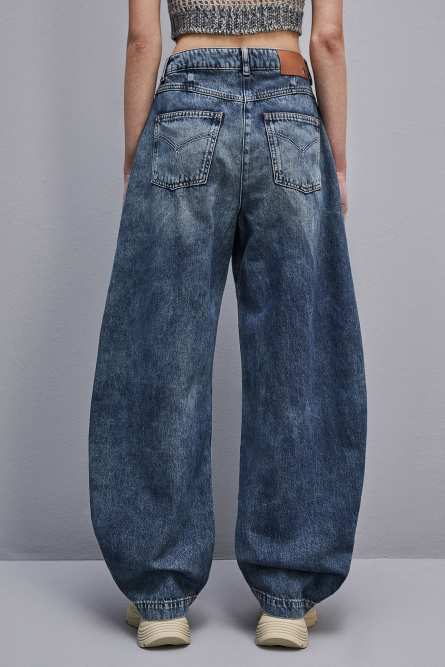 Pantalon ballon à taille basse en jean, Bleu Ciel, Patrizia Pepe