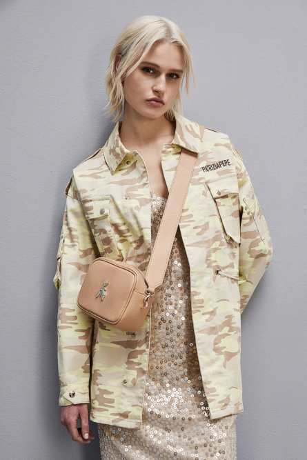 Fly Camera leather shoulder bag, Beige, Patrizia Pepe