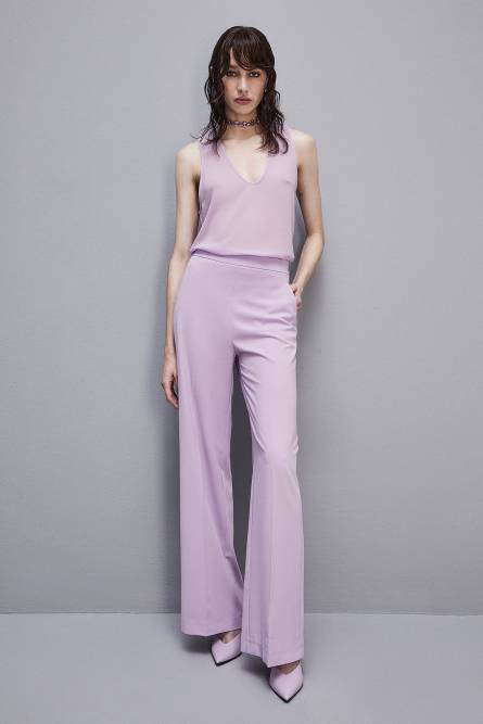 Sleeveless top shirt in georgette, Purple, Patrizia Pepe