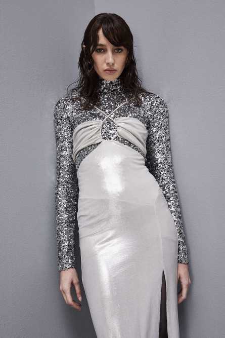Maglia body in paillettes, Grigio, Patrizia Pepe