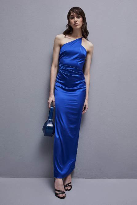 Cut-out dress in certified viscose, Blue, Patrizia Pepe