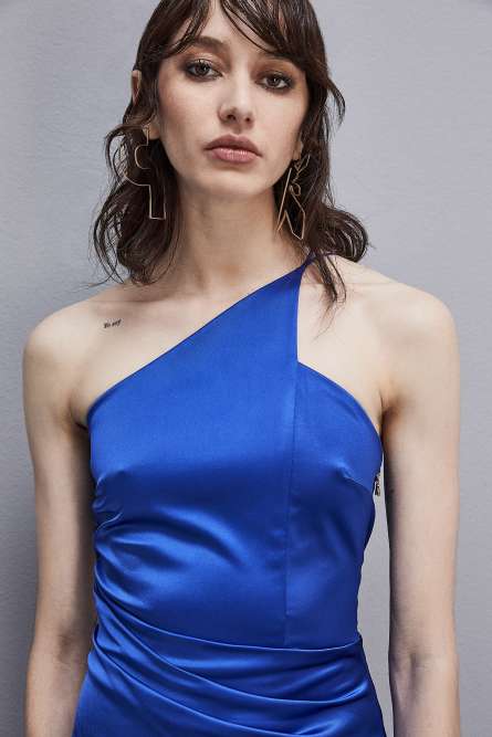 Cut-out dress in certified viscose, Blue, Patrizia Pepe