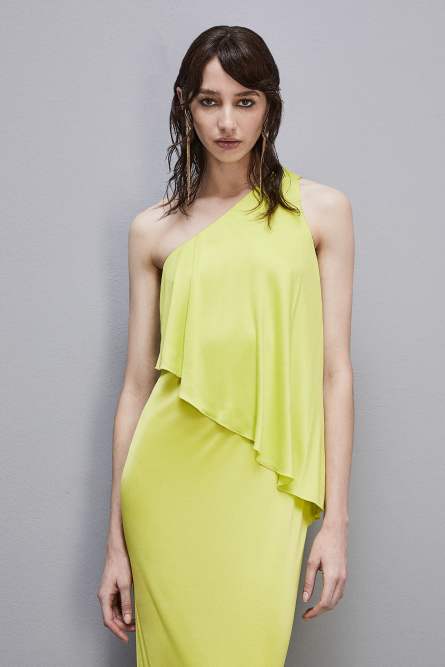 Ruched jersey dress with Fly detail, Yellow, Patrizia Pepe