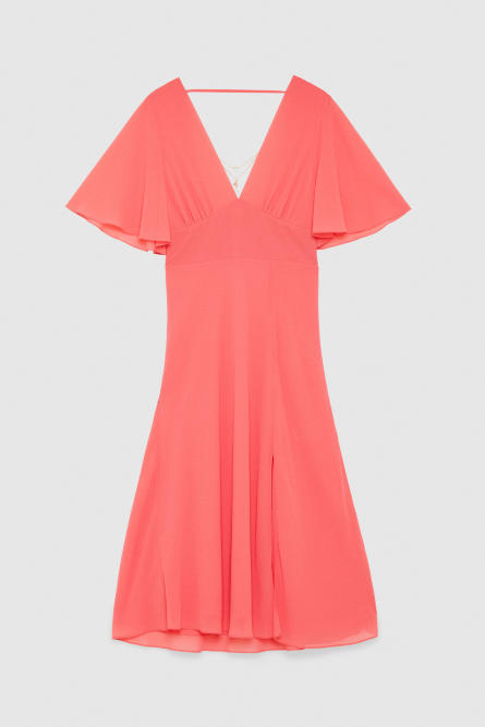 Jeweled dress in Georgette with square back neckline, Pink, Patrizia Pepe