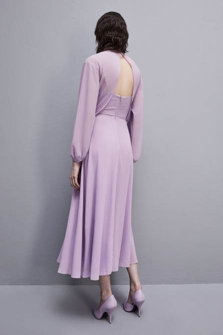 Double-breasted-effect dress with soft sleeves, Purple, Patrizia Pepe