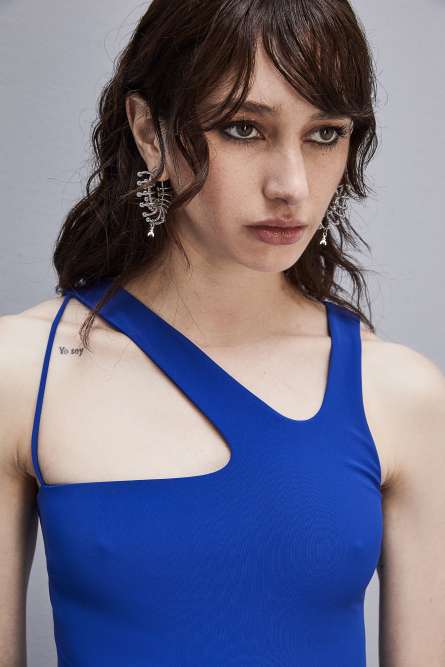 Robe sans manches en jersey stretch ESSENTIAL, Bleu, Patrizia Pepe