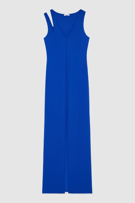ESSENTIAL technical jersey V-neck dress, Blue, Patrizia Pepe