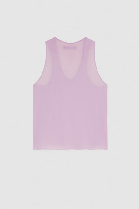 Sleeveless top shirt in georgette, Purple, Patrizia Pepe