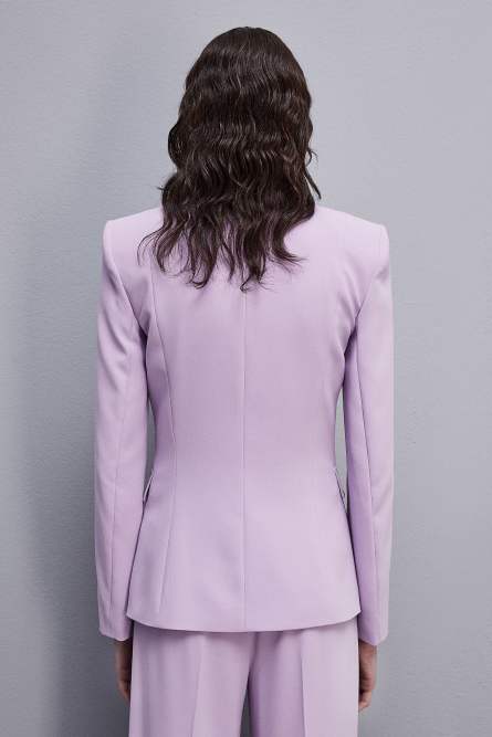 One-button jacket in sablè crepe fabric, Purple, Patrizia Pepe