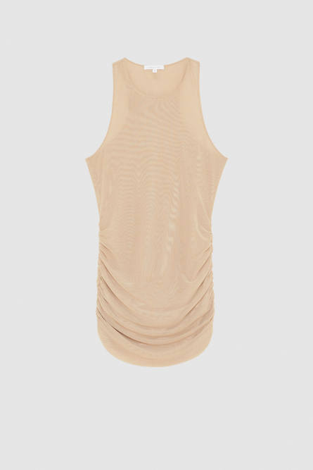 Ärmelloses Tüll-Oberteil, Beige, Patrizia Pepe