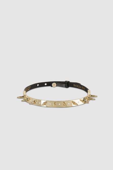 Choker aus Leder mit Nieten, Gold, Patrizia Pepe