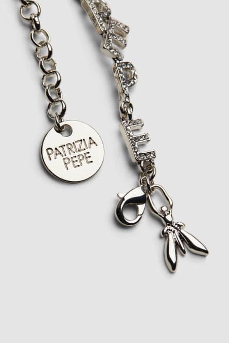Brass bracelet with rhinestones, Silver, Patrizia Pepe