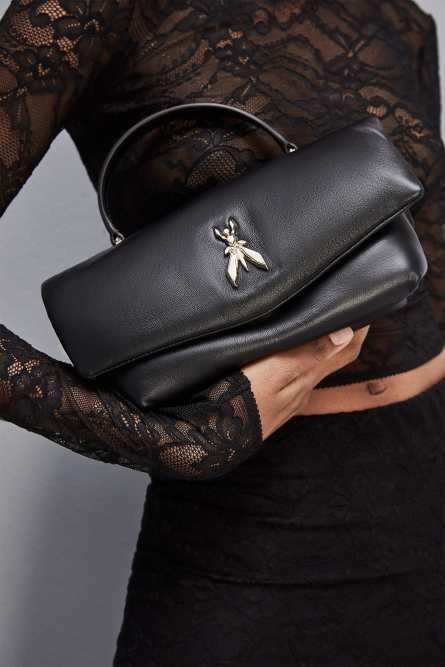 Sac à bandoulière Fly Bamby en cuir, Noir, Patrizia Pepe