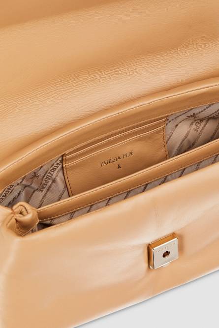 Fly Bamby leather shoulder bag, Beige, Patrizia Pepe