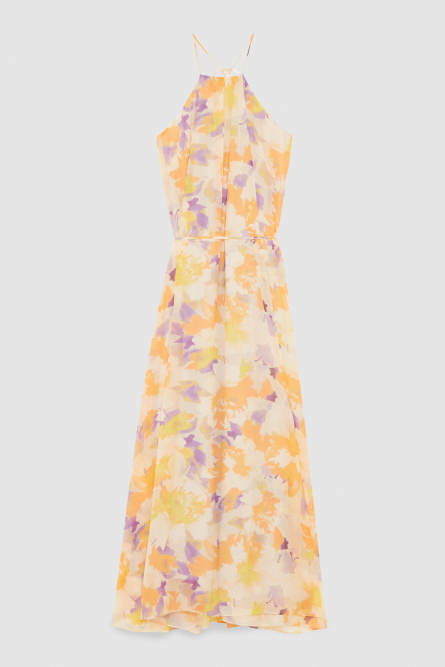 Abito gioiello con scollo all&apos;americana in chiffon, Multicolor, Patrizia Pepe
