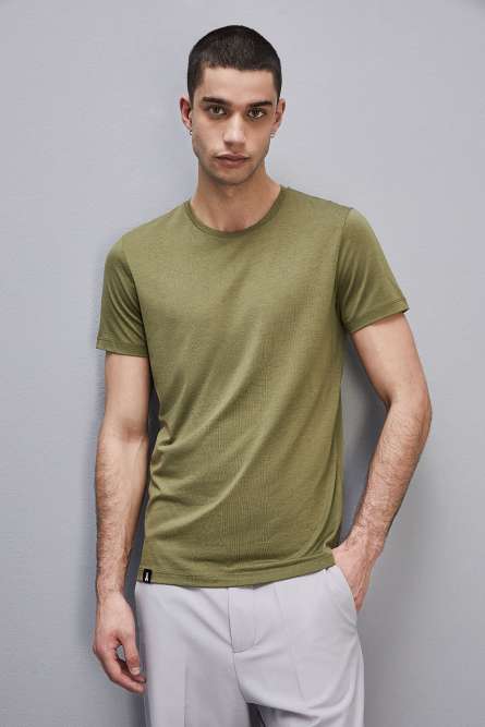 T-shirt slim fit en jersey lyocell et coton, Vert, Patrizia Pepe