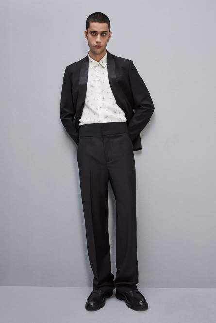 High-waisted pants in cool wool | Black | Patrizia Pepe