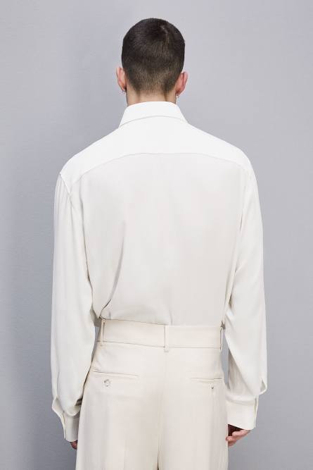 Solid-colored shirt in viscose twill, White, Patrizia Pepe