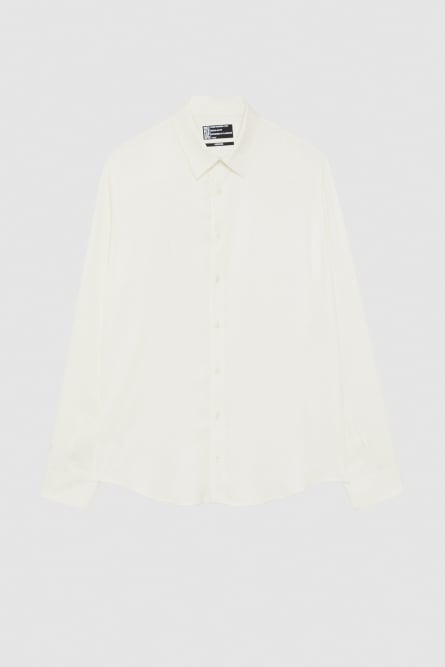 Solid-colored shirt in viscose twill, White, Patrizia Pepe