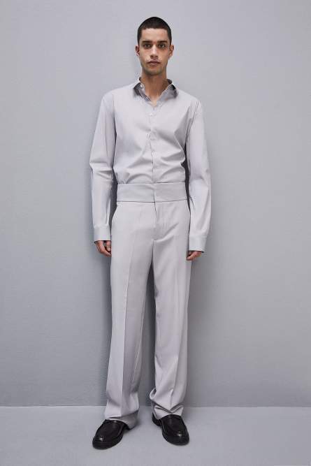 Fitted shirt without pleats in viscose twill, Grey, Patrizia Pepe