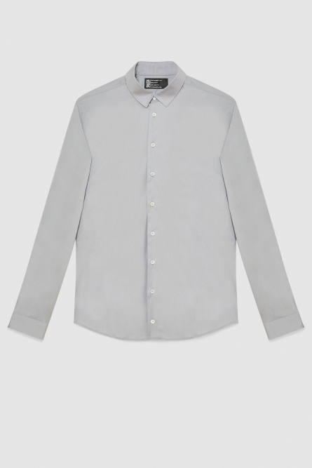 Fitted shirt without pleats in viscose twill, Grey, Patrizia Pepe