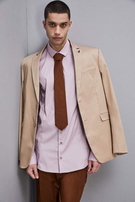 Corbata de sarga de algodón elástica, Marrón