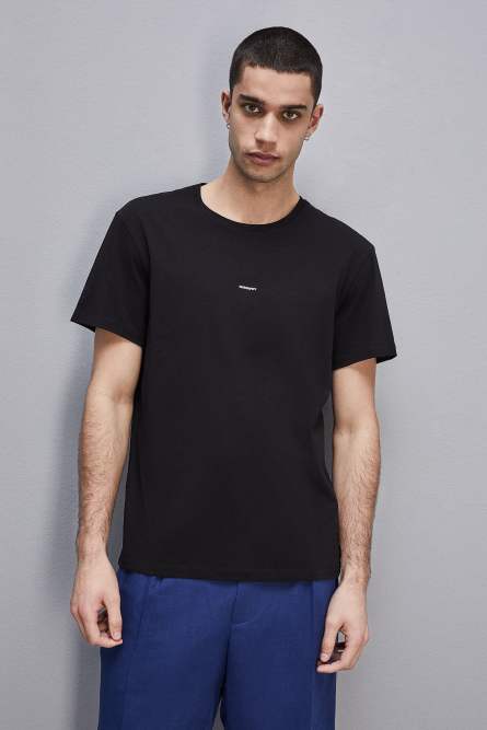 Pima cotton jersey t-shirt with logo, Black, Patrizia Pepe