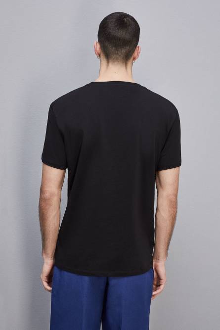 Pima cotton jersey t-shirt with logo, Black, Patrizia Pepe