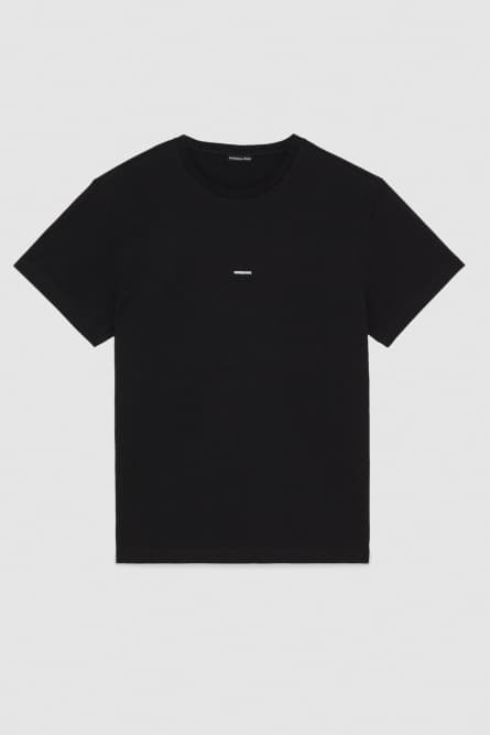 Pima cotton jersey t-shirt with logo, Black, Patrizia Pepe