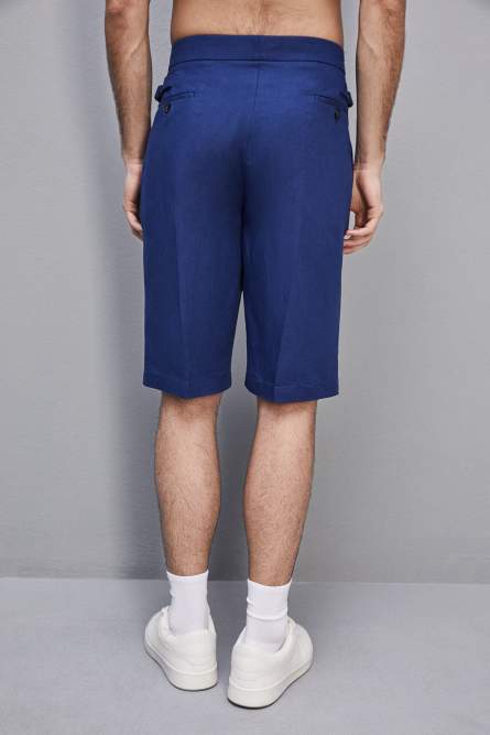 Linen and viscose blend knee-length shorts, Blue, Patrizia Pepe