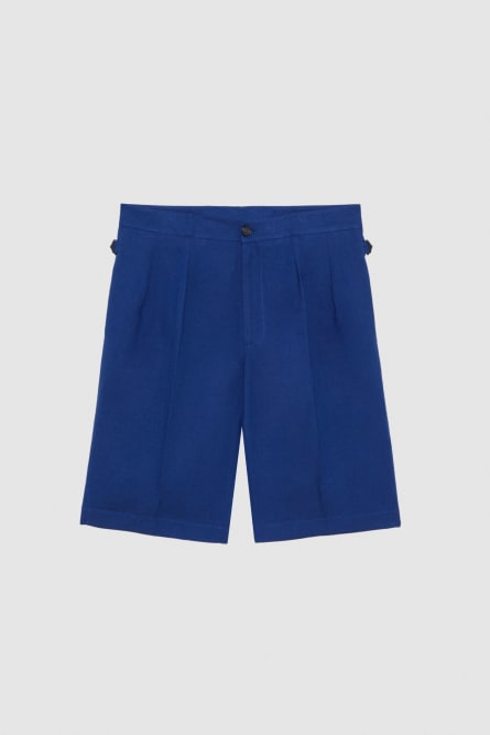 Linen and viscose blend knee-length shorts, Blue, Patrizia Pepe