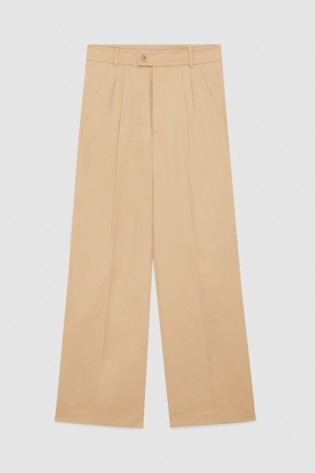 Cotton twill pleated pants, Beige, Patrizia Pepe