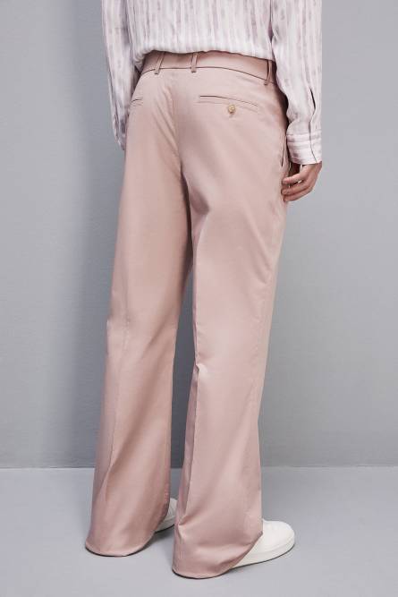 Pantalone a trombetta in twill di cotone, Rosa, Patrizia Pepe