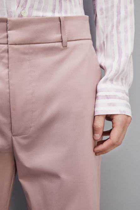 Pantalone a trombetta in twill di cotone, Rosa, Patrizia Pepe
