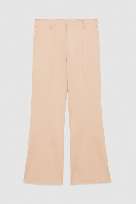 Pantalone a trombetta in twill di cotone, Rosa, Patrizia Pepe