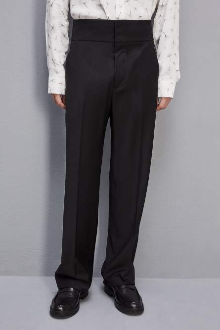 High-waisted pants in cool wool | Black | Patrizia Pepe