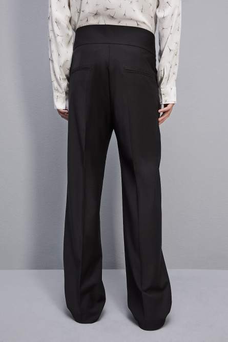 High-waisted pants in cool wool | Black | Patrizia Pepe