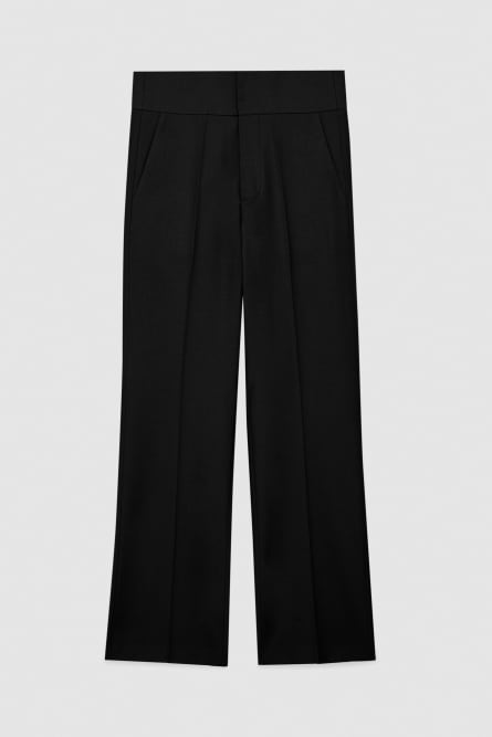 High-waisted pants in cool wool | Black | Patrizia Pepe
