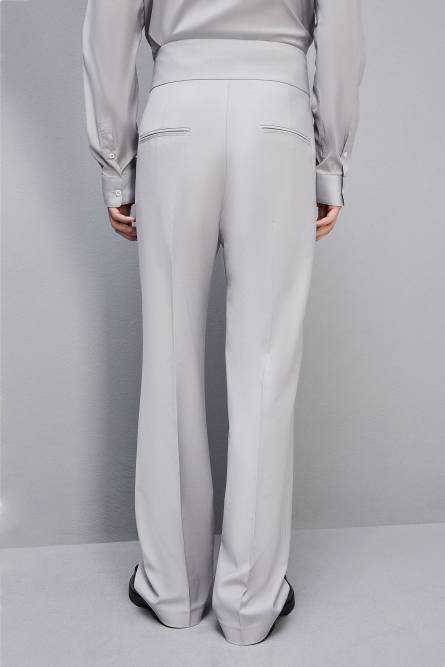 High-waisted pants in cool wool, Grey, Patrizia Pepe
