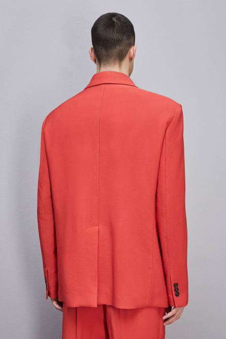 Zweireihiges Regular-Sakko aus Viskose-Twill, Rot, Patrizia Pepe