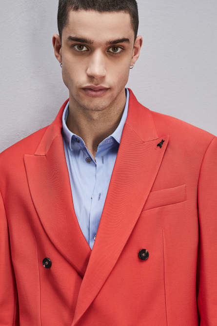 Zweireihiges Regular-Sakko aus Viskose-Twill, Rot, Patrizia Pepe