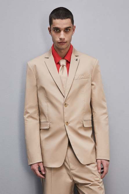 Two-button cotton twill jacket, Beige, Patrizia Pepe
