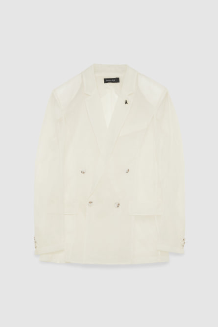 Chaqueta recta de doble botonadura sin forro, Beige